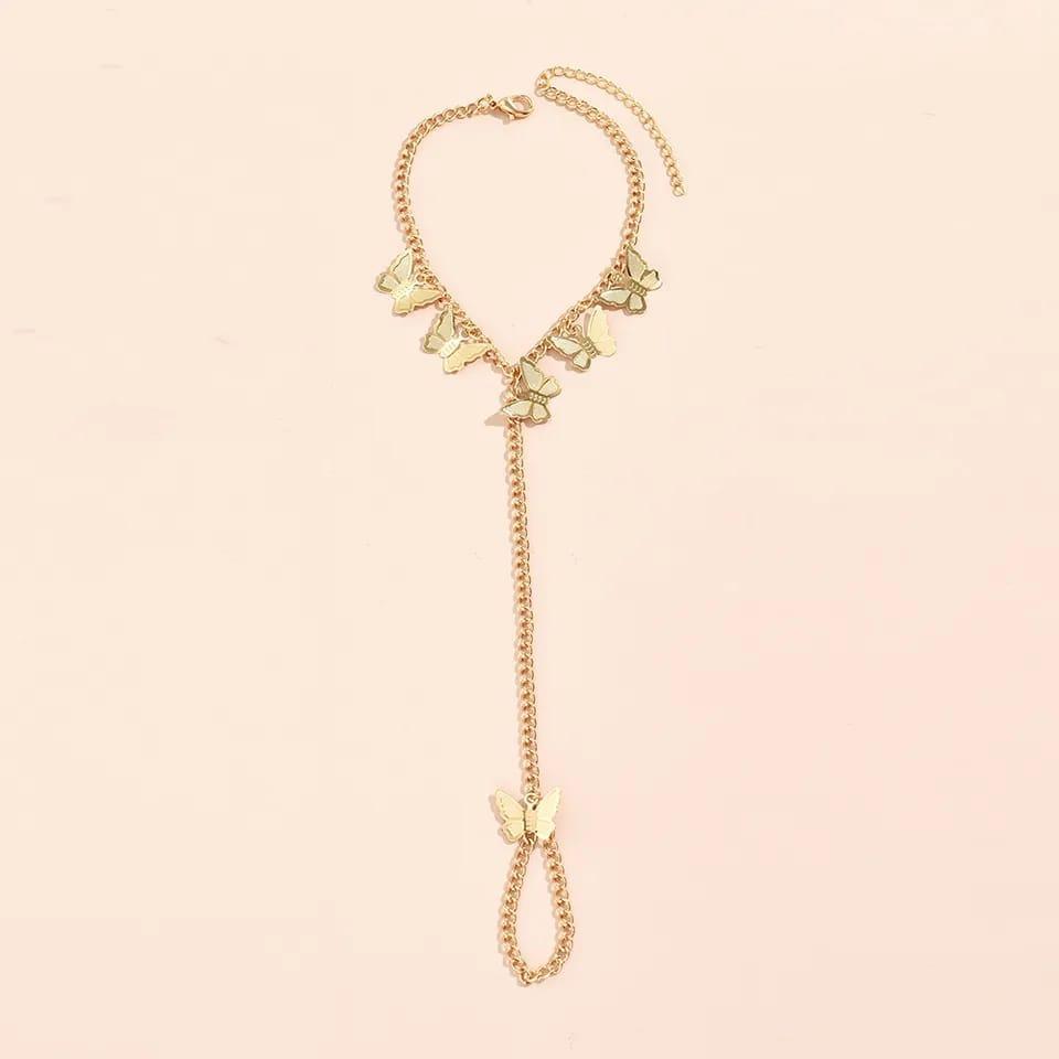 Beautiful Butterfly Hand Charm Bracelet