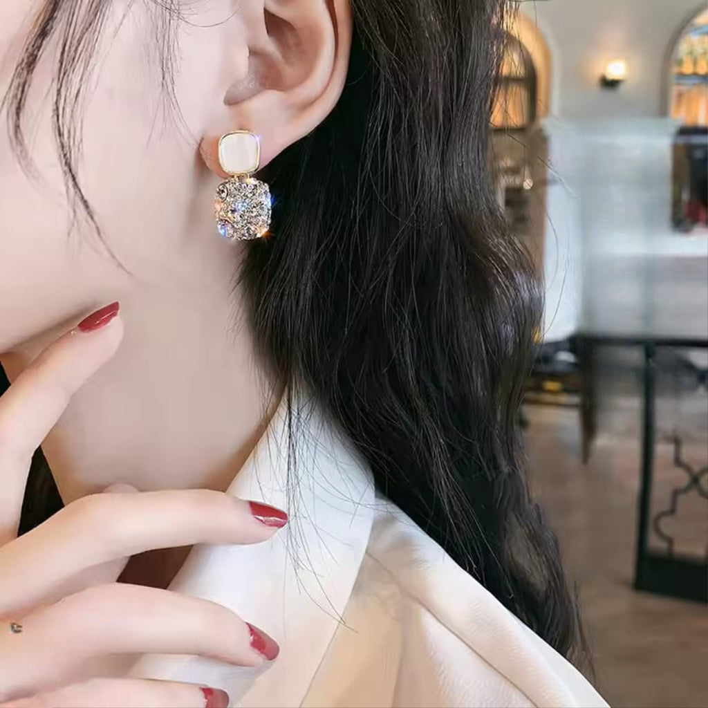 Retro Marble Elegant Zircon Earrings