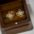 Luxury Black Gold Floral Earrings