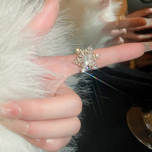 Adjustable Sparkling Flower Rotating Ring