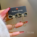 Golden Bow Shape Zircon Earrings