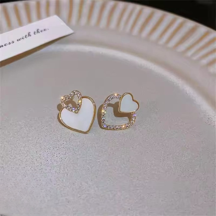 Korean Heart Zircon Stud Earrings