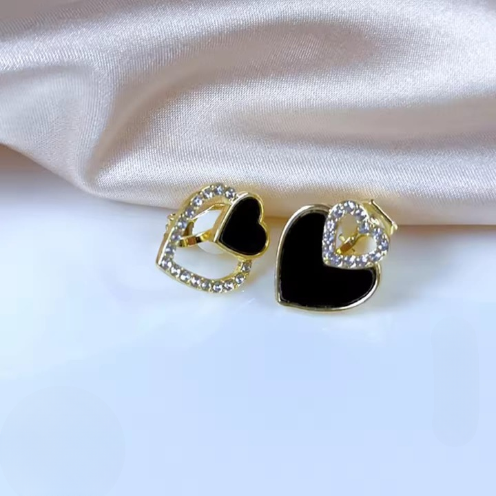 Korean Heart Zircon Stud Earrings
