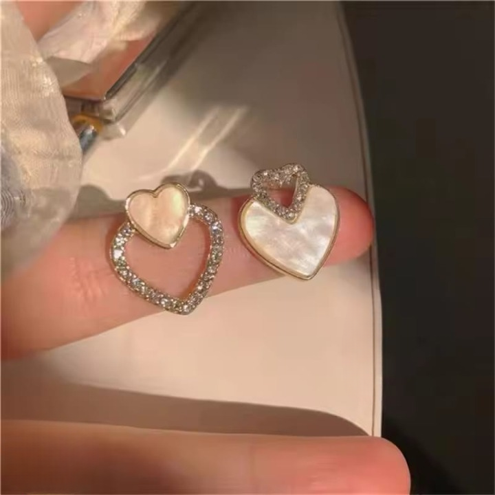 Korean Heart Zircon Stud Earrings