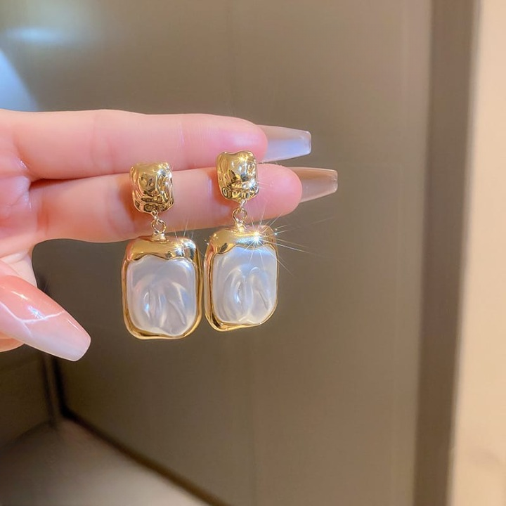 Textured Rectangular Korean Stud Earrings