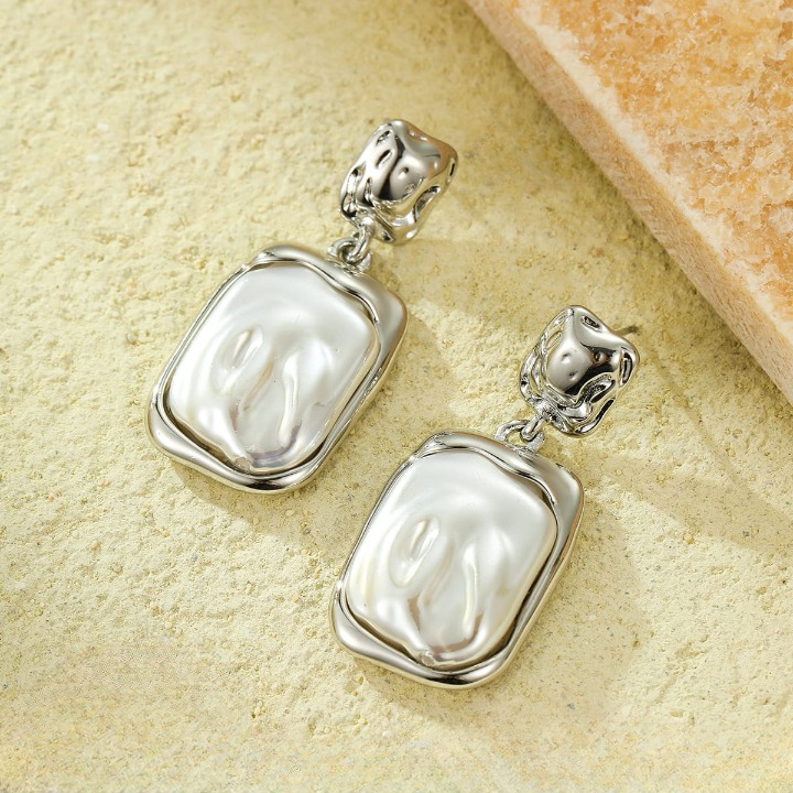 Textured Rectangular Korean Stud Earrings