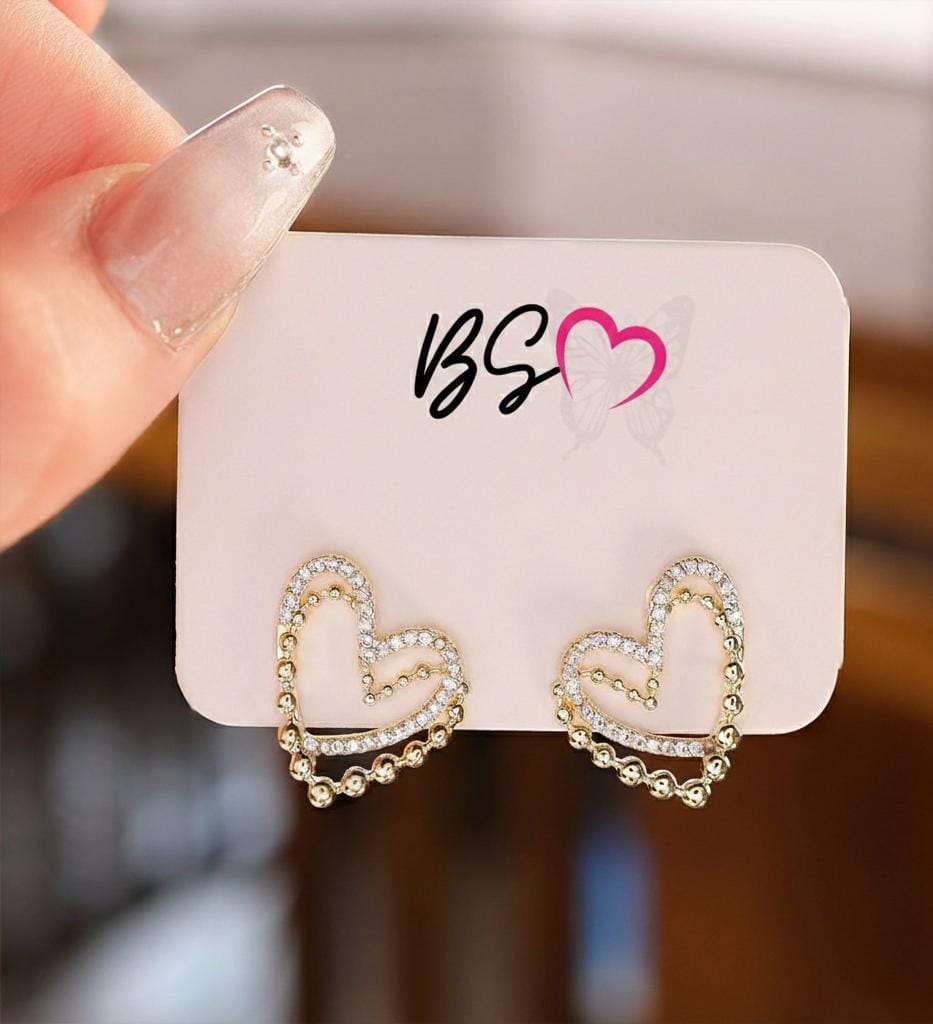 Double Heart Korean Earrings