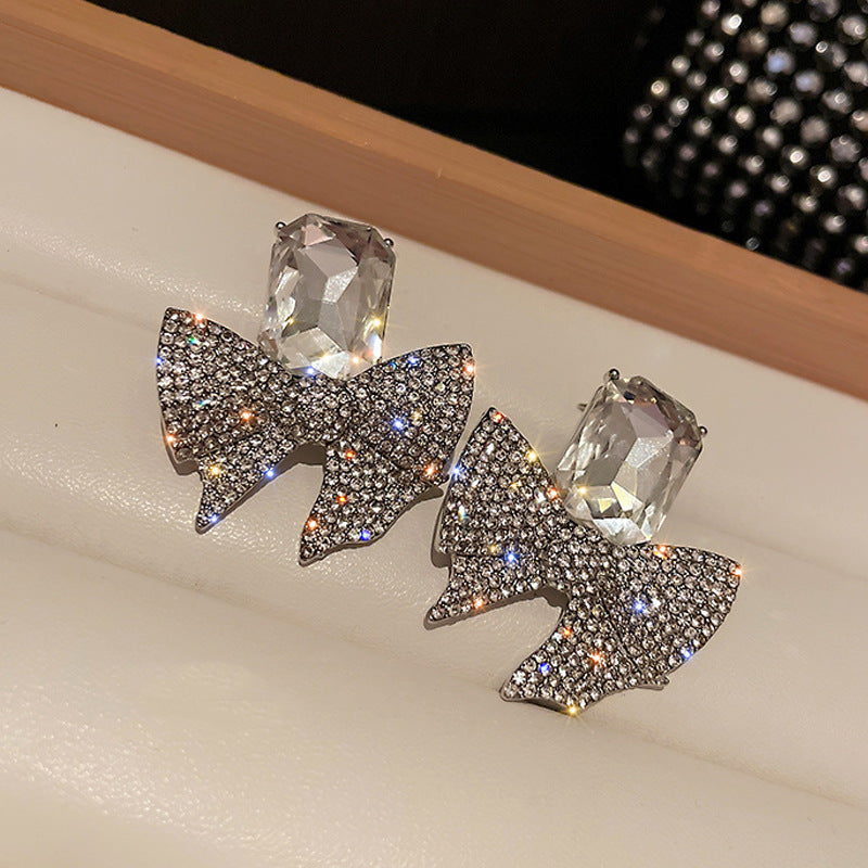 Sparkling Bow Zircon Earrings