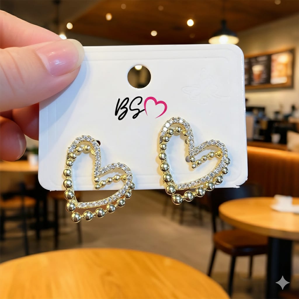 Double Heart Korean Earrings