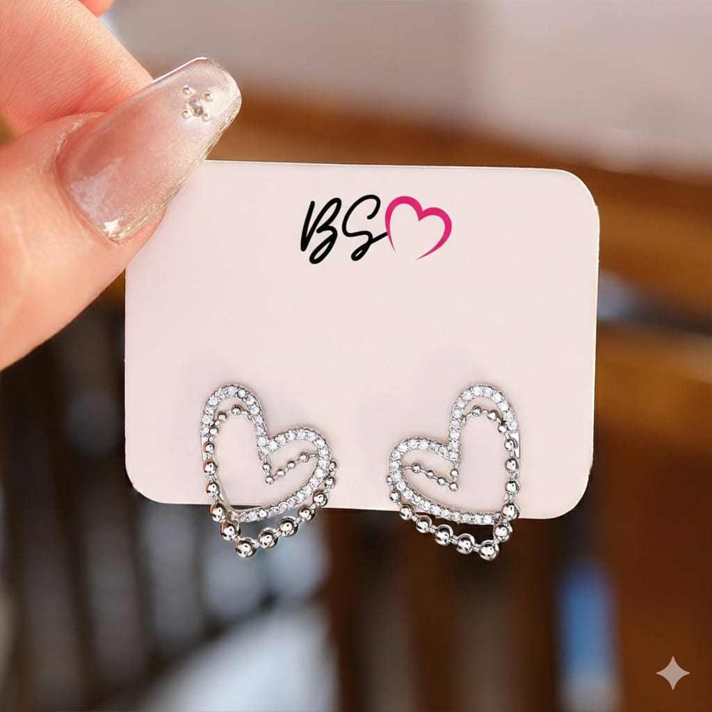 Double Heart Korean Earrings