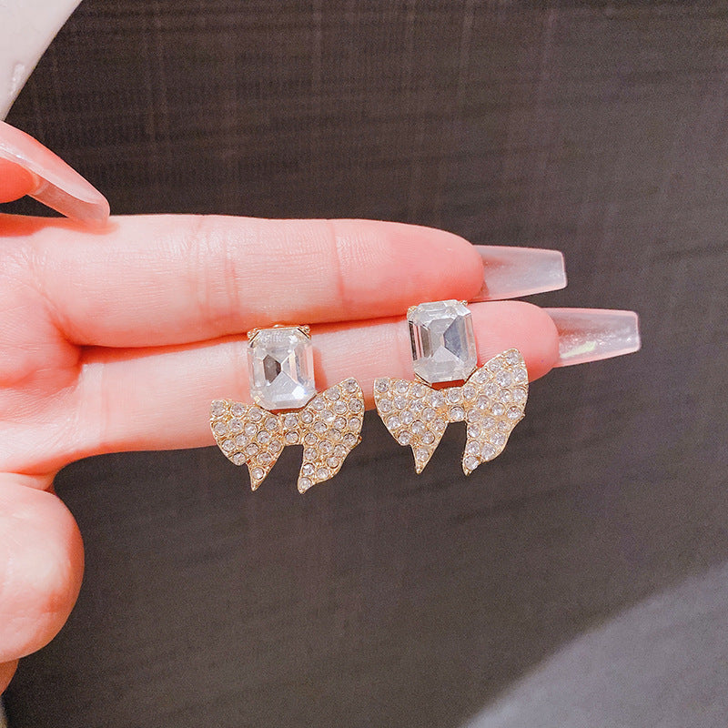 Sparkling Bow Zircon Earrings