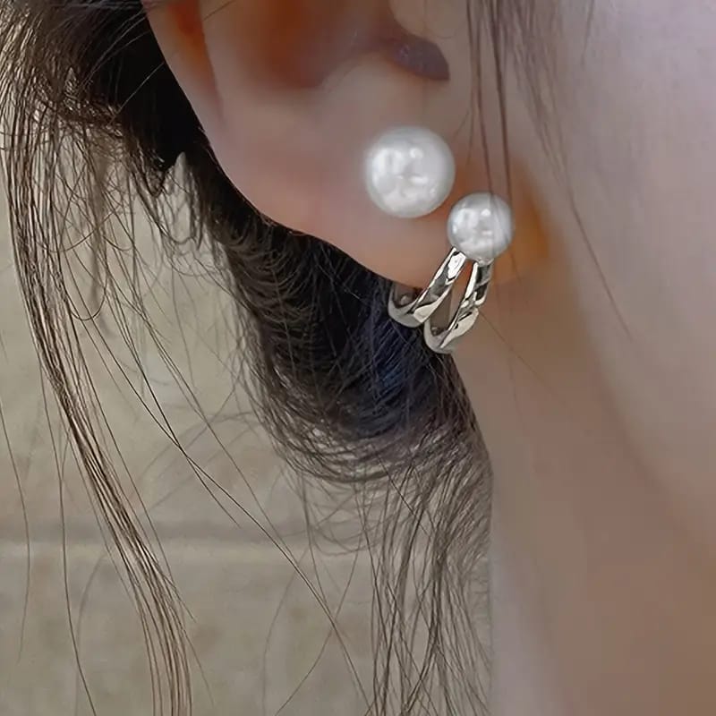 Pearl Circle Korean Earrings