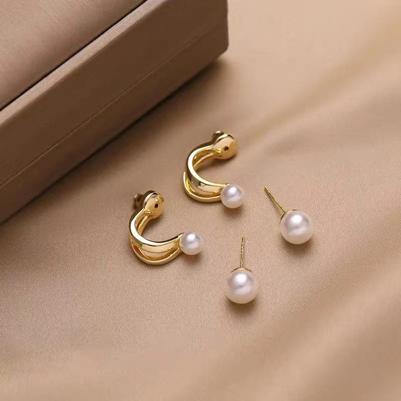 Pearl Circle Korean Earrings