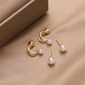 Pearl Circle Korean Earrings