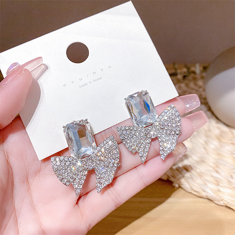 Sparkling Bow Zircon Earrings
