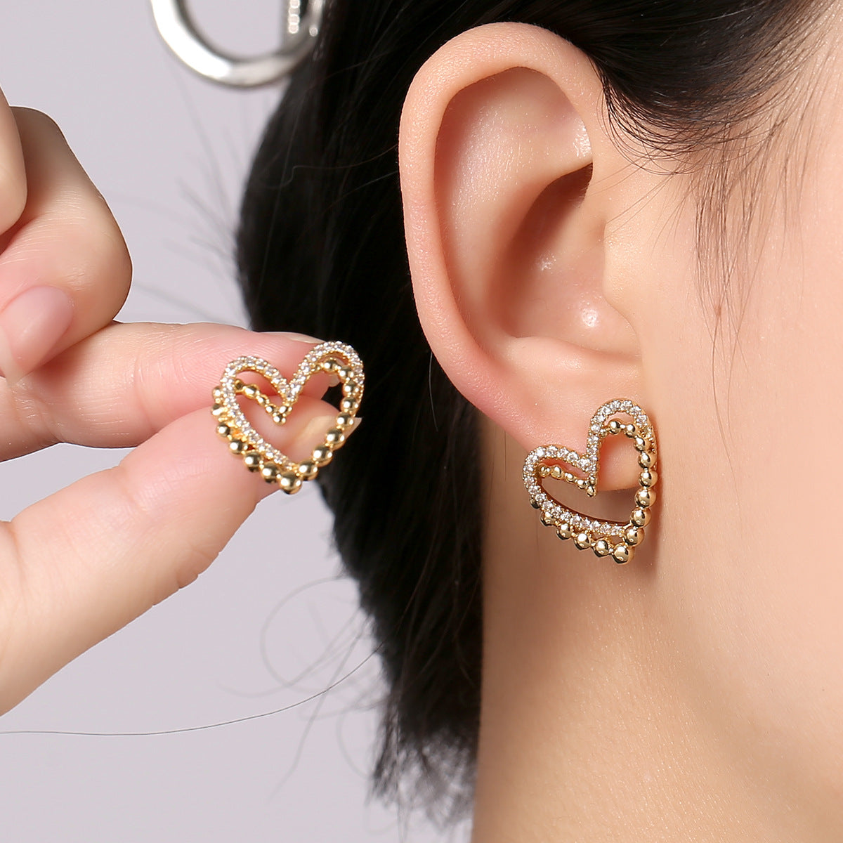 Double Heart Korean Earrings