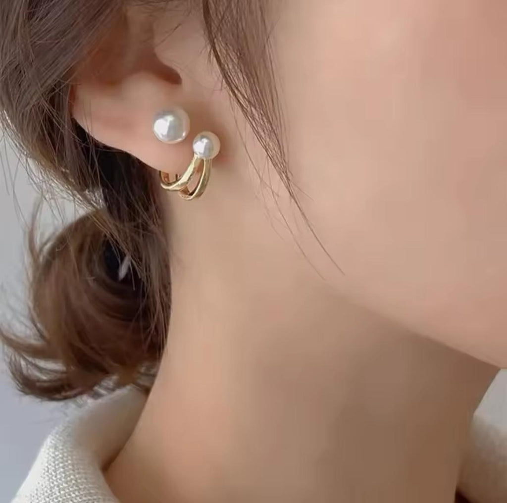 Pearl Circle Korean Earrings