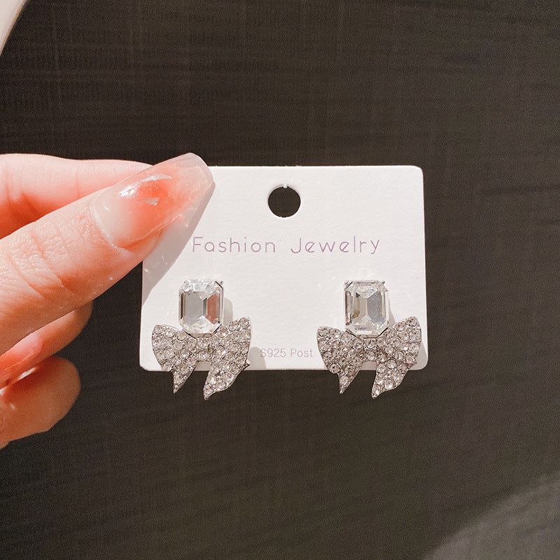 Sparkling Bow Zircon Earrings