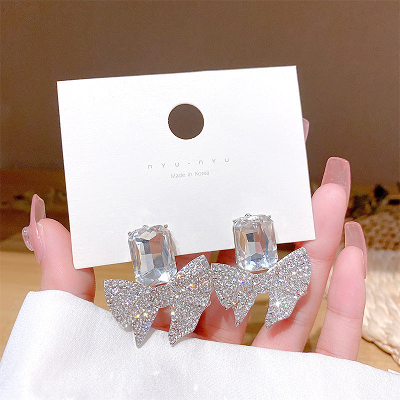 Sparkling Bow Zircon Earrings