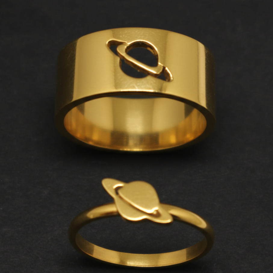 Saturn Promise Couple Rings