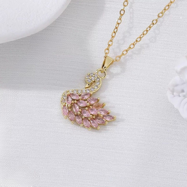 Swan Zircon Pendant Necklace
