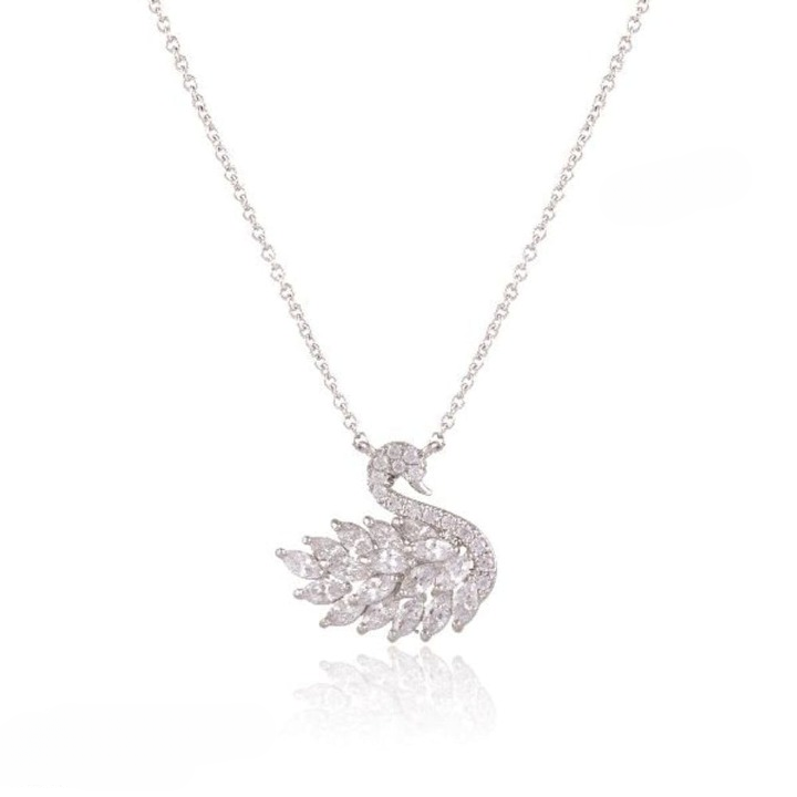 Swan Zircon Pendant Necklace