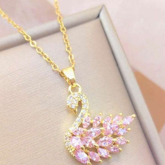 Swan Zircon Pendant Necklace