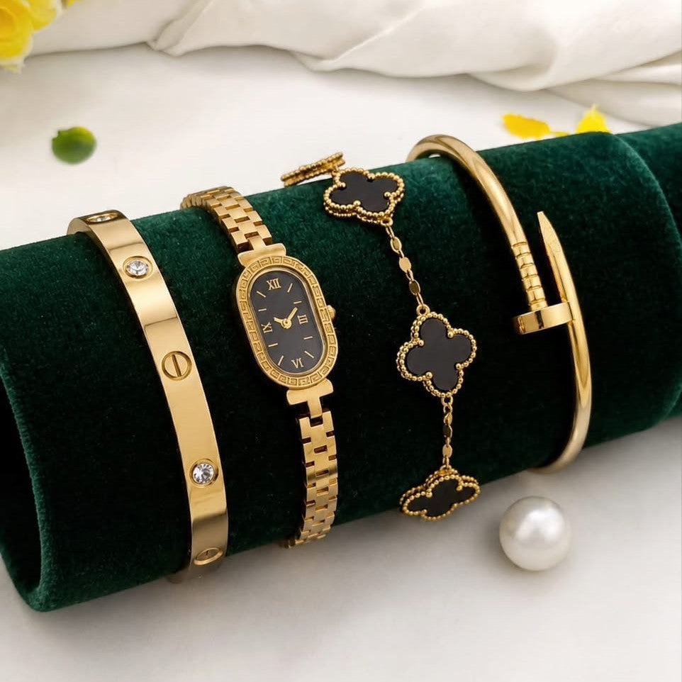 Stainless Steel Bracelet Watch Set
