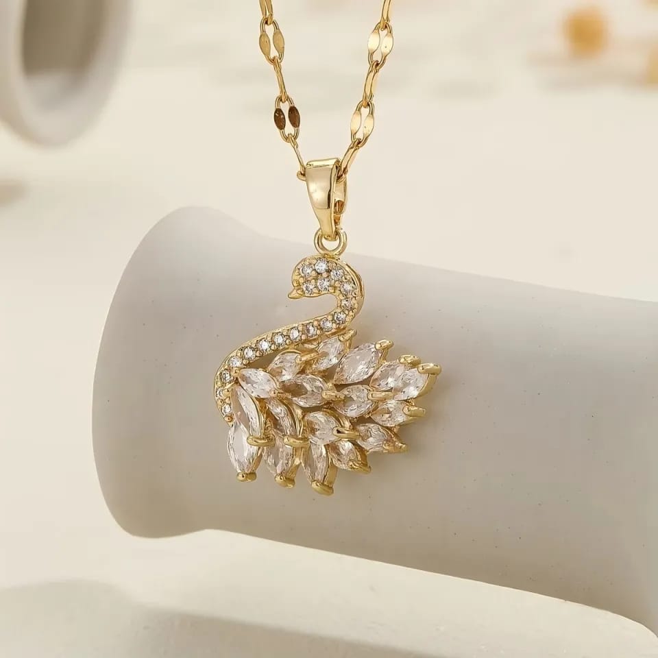 Tulip Bracelet + Swan Necklace Stainless Steel Jewelry Set