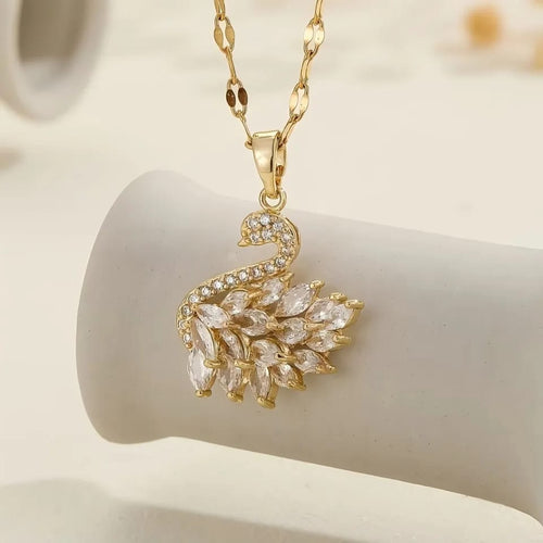 Tulip Bracelet + Swan Necklace Stainless Steel Jewelry Set