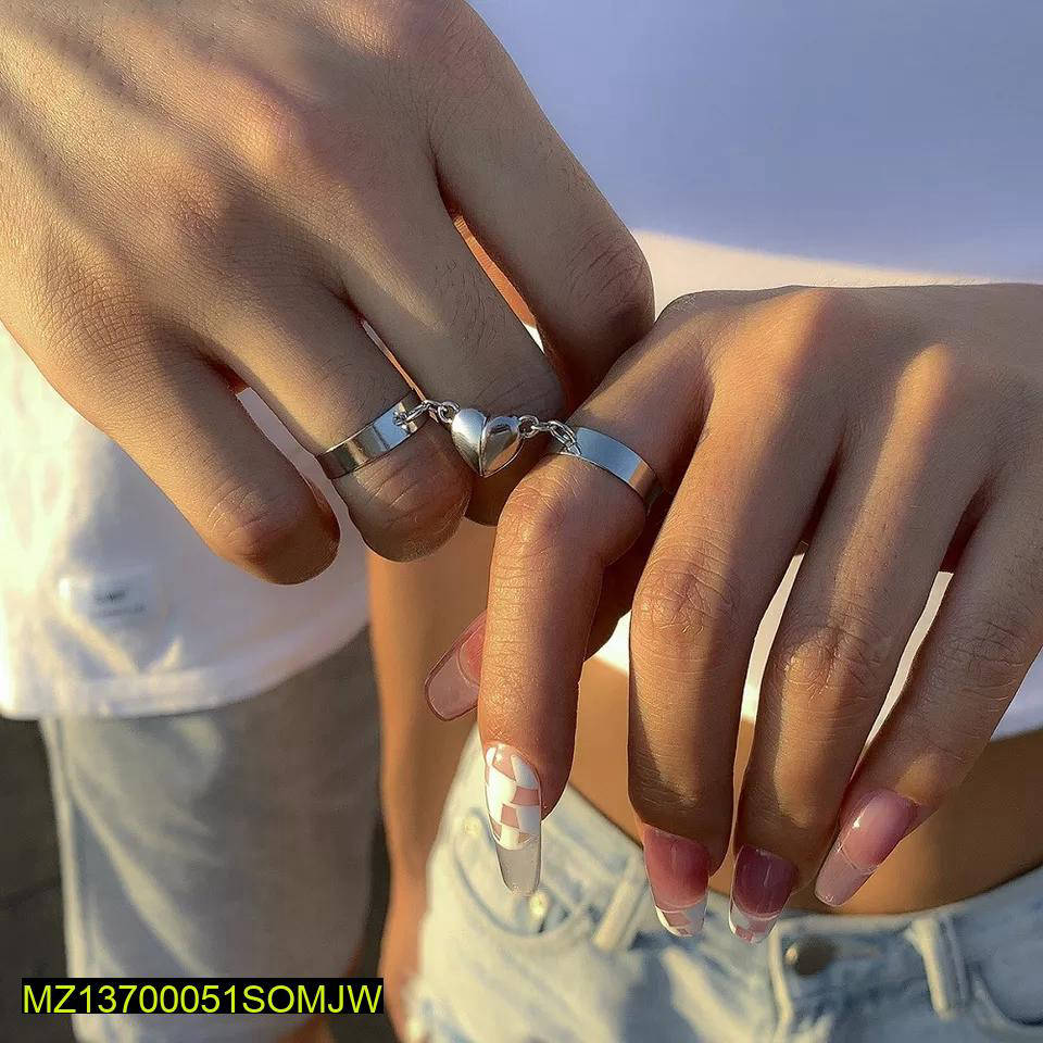 Magnetic Heart Couple Rings Pair