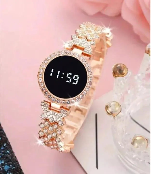 Crystal Chain Digital Touch Watch