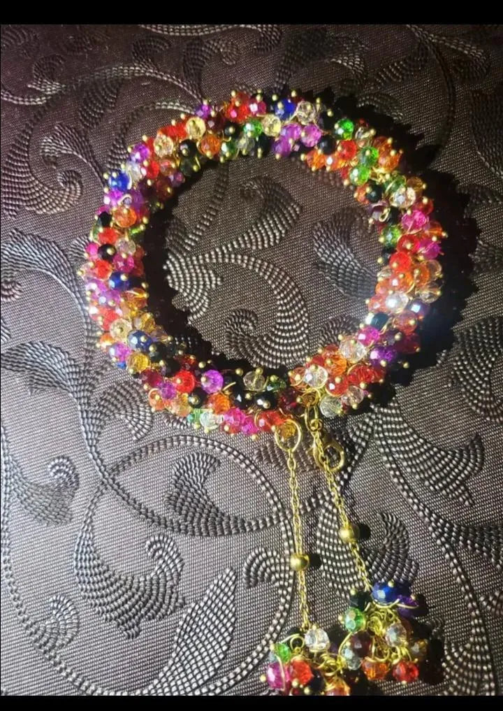 Multicolor Gajra Crystal Bead Bracelet
