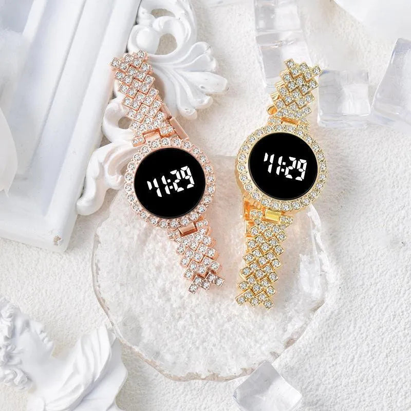 Crystal Chain Digital Touch Watch