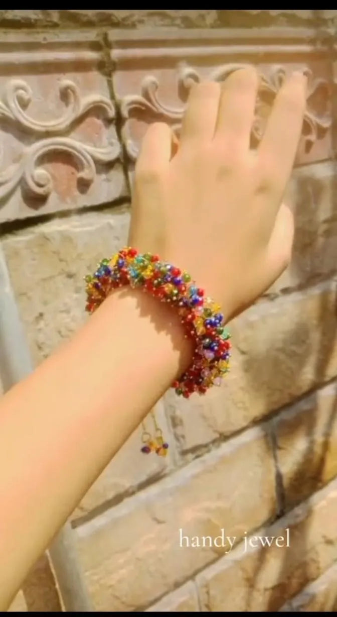 Multicolor Gajra Crystal Bead Bracelet