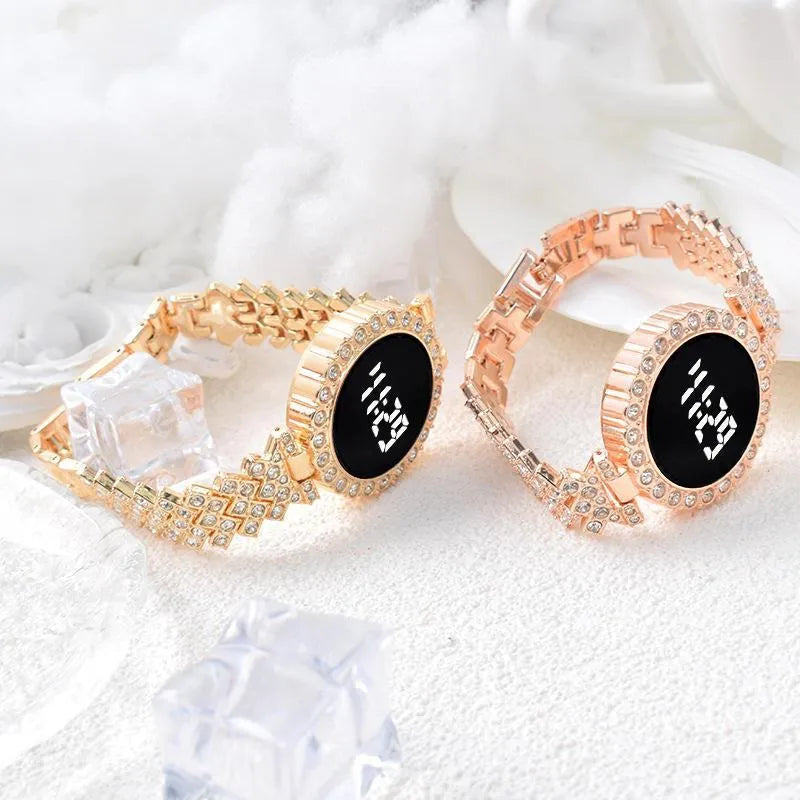 Crystal Chain Digital Touch Watch