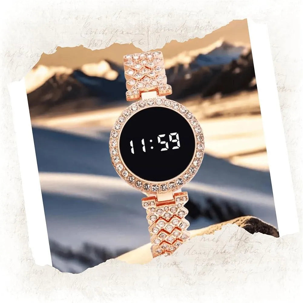Crystal Chain Digital Touch Watch