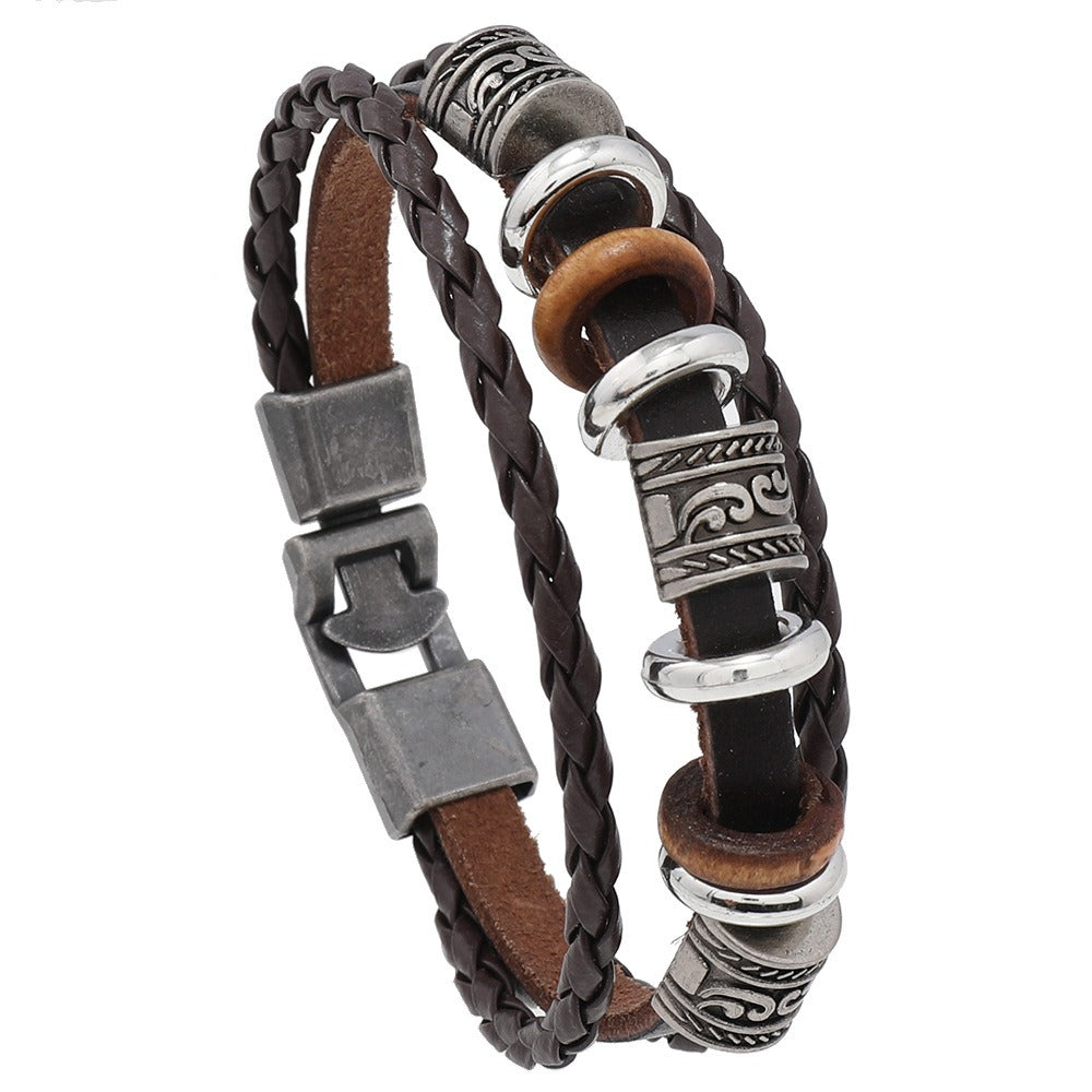 Dark Brown Leather Men's Bracelet