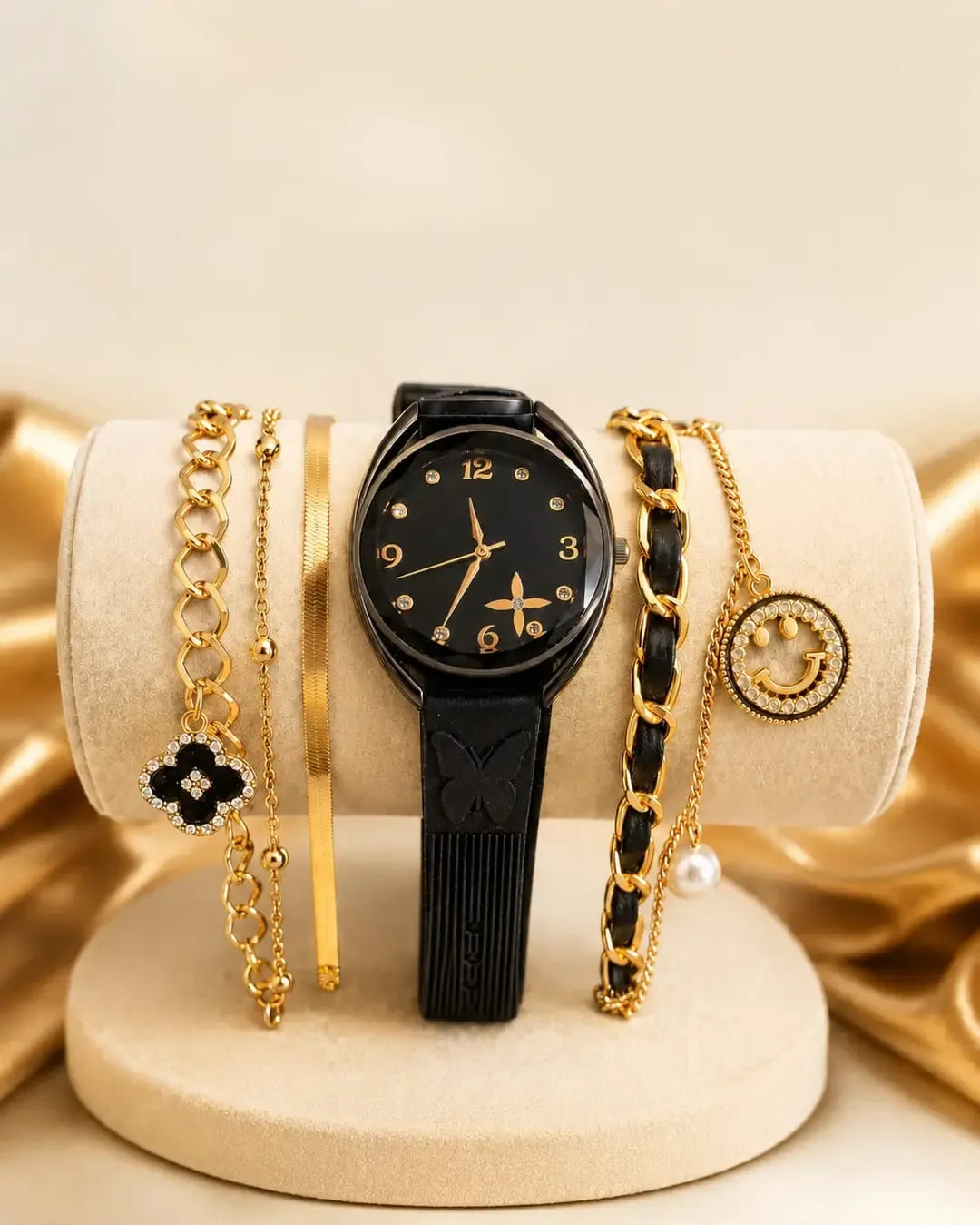 Gold Plated Black Stone Bracelets