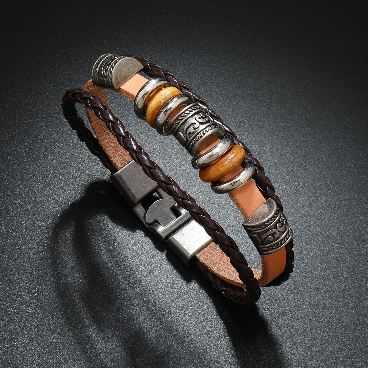 Dark Brown Leather Men's Bracelet