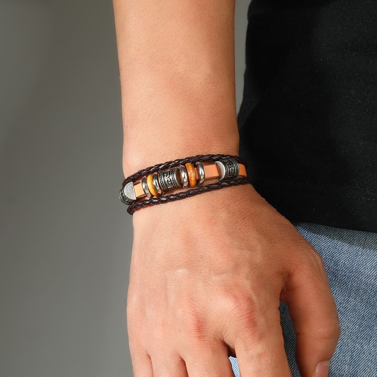 Dark Brown Leather Men's Bracelet