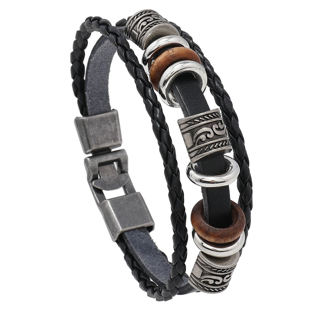Dark Brown Leather Men's Bracelet