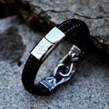 Viking Black Leather Men's Bracelet